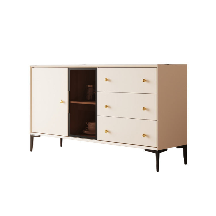 Glam Credenza Glass Doors Stone Side Board with Cabinets and Drawers Clearhalo 'buffet_sideboard' 'Buffets & Sideboards' 'furn' 'furn_buffet_sideboard' 'Furniture' 'Kitchen & Dining Furniture' 6940361