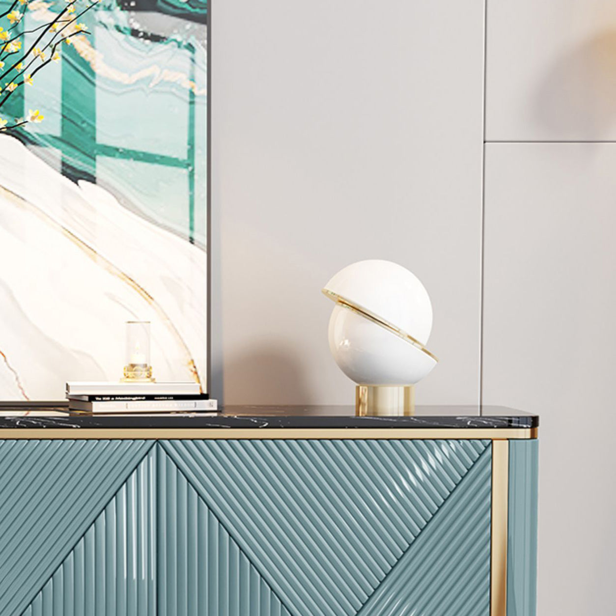 Modern & Contemporary Side Board Stone Credenza with Cabinets Clearhalo 'buffet_sideboard' 'Buffets & Sideboards' 'furn' 'furn_buffet_sideboard' 'Furniture' 'Kitchen & Dining Furniture' 6940391