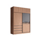 Contemporary Freestanding Wardrobe Armoire Brown Wood Wardrobe with Drawers