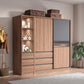 Contemporary Freestanding Wardrobe Armoire Brown Wood Wardrobe with Drawers