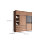 Contemporary Freestanding Wardrobe Armoire Brown Wood Wardrobe with Drawers