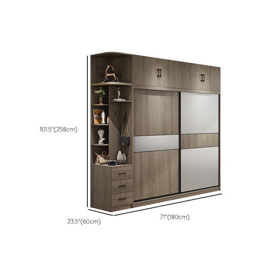 Armadio in legno massiccio indipendente Armale guardaroba contemporaneo con cassetto