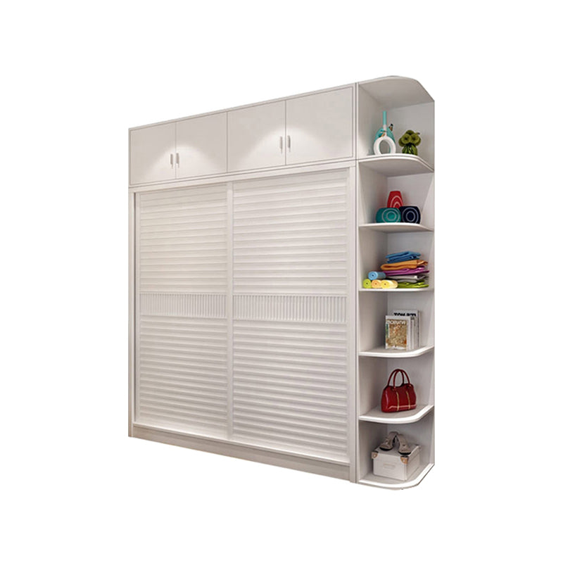 Contemporary White Wooden Wardrobe Freestanding Self Close Doors Wardrobe Armoire