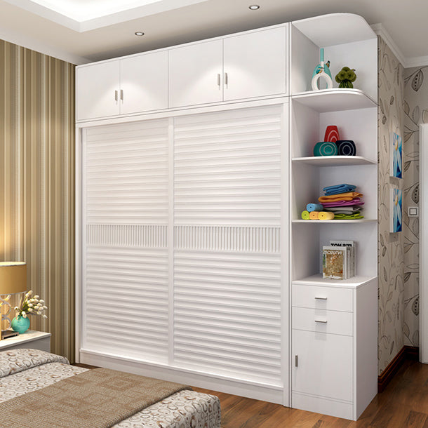 Contemporary White Wooden Wardrobe Freestanding Self Close Doors Wardrobe Armoire