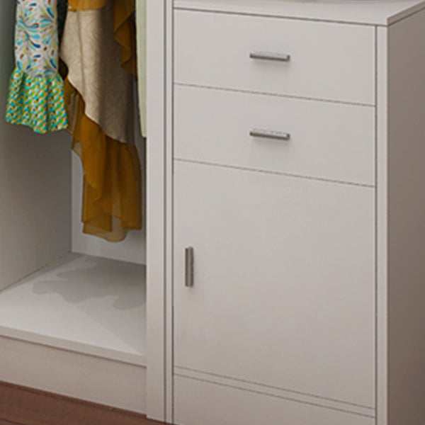 Contemporary White Wooden Wardrobe Freestanding Self Close Doors Wardrobe Armoire