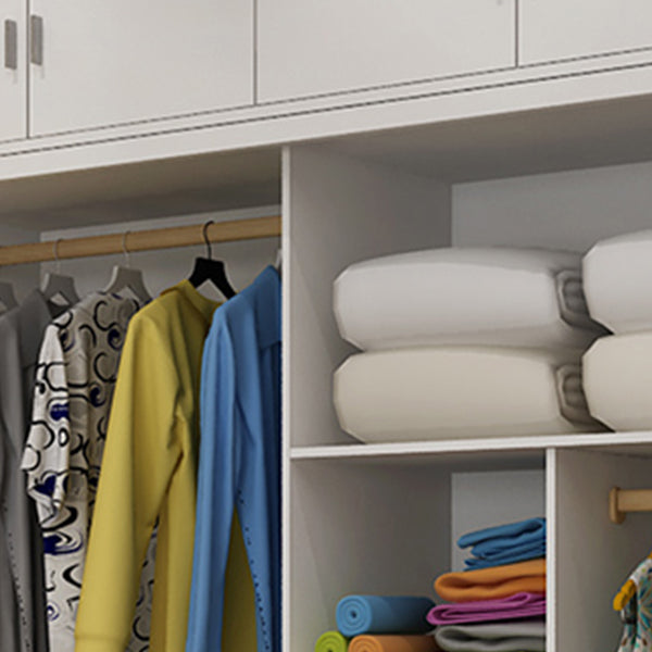 Contemporary White Wooden Wardrobe Freestanding Self Close Doors Wardrobe Armoire