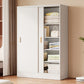 Contemporary Freestanding Wardrobe Armoire Wood Sliding Doors Wardrobe