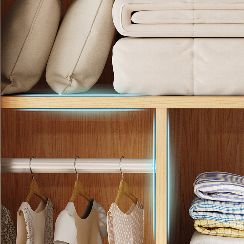 Contemporary Freestanding Wardrobe Armoire Wood Sliding Doors Wardrobe