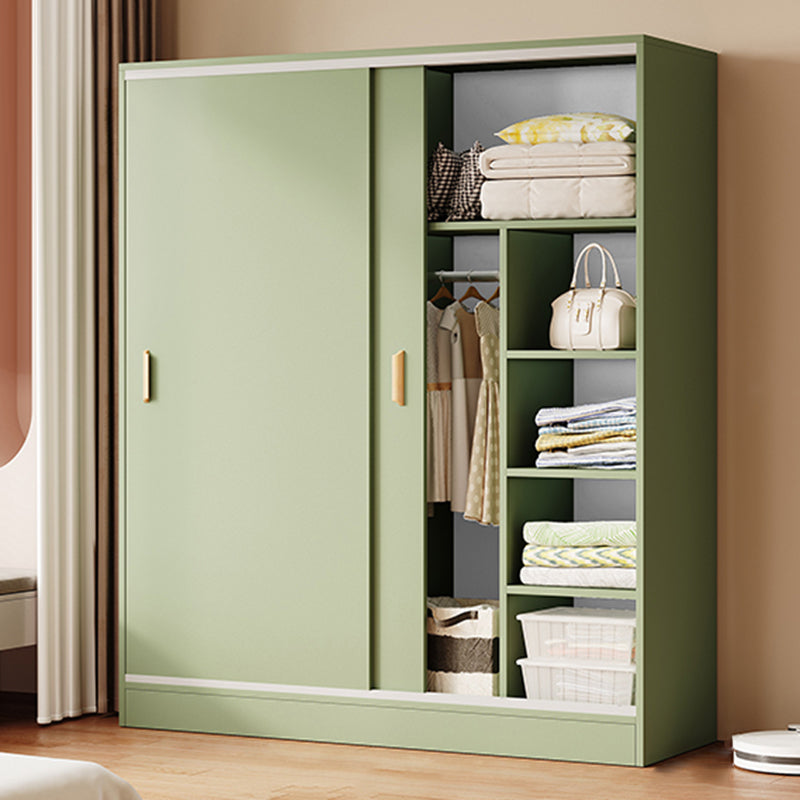 Contemporary Freestanding Wardrobe Armoire Wood Sliding Doors Wardrobe