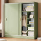 Contemporary Freestanding Wardrobe Armoire Wood Sliding Doors Wardrobe