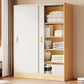 Contemporary Freestanding Wardrobe Armoire Wood Sliding Doors Wardrobe
