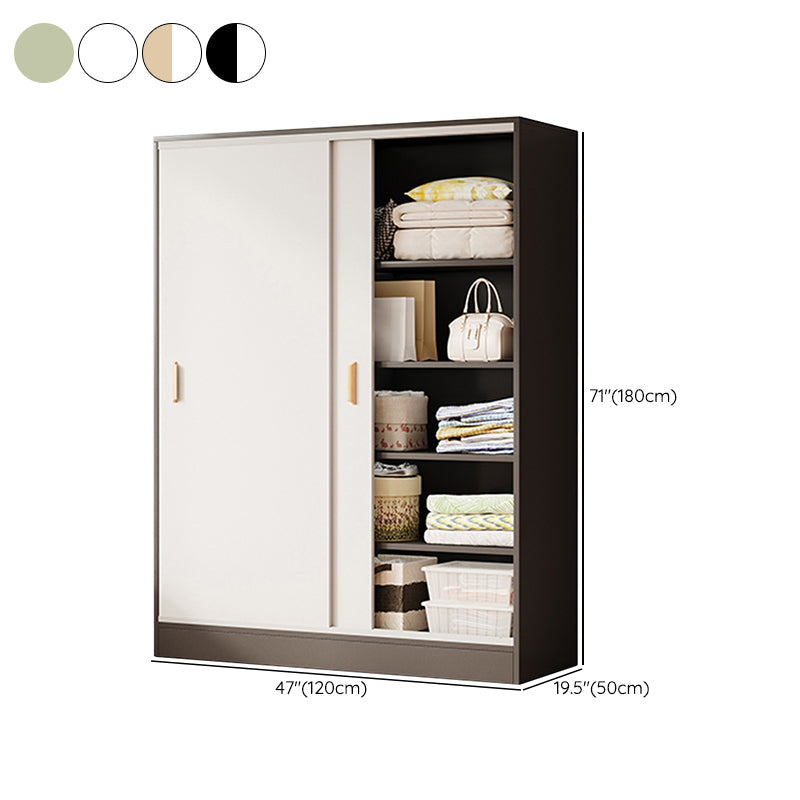 Contemporary Freestanding Wardrobe Armoire Wood Sliding Doors Wardrobe