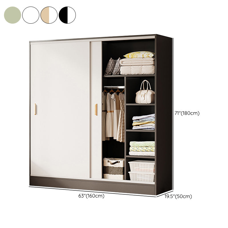 Contemporary Freestanding Wardrobe Armoire Wood Sliding Doors Wardrobe