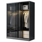 Contemporary Wood and Tempered Glass Wardrobe Freestanding Wardrobe Armoire without Light Armoire 55"L x 24"W x 79"H Clearhalo 'Armoires & Wardrobes' 'armoires_wardrobes' 'Bedroom Furniture' 'furn' 'furn_armoires_wardrobes' 'Furniture' 6940734