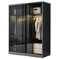 Contemporary Wood and Tempered Glass Wardrobe Freestanding Wardrobe Armoire without Light Armoire 63"L x 24"W x 79"H Clearhalo 'Armoires & Wardrobes' 'armoires_wardrobes' 'Bedroom Furniture' 'furn' 'furn_armoires_wardrobes' 'Furniture' 6940736