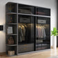 Contemporary Wood and Tempered Glass Wardrobe Freestanding Wardrobe Armoire without Light Clearhalo 'Armoires & Wardrobes' 'armoires_wardrobes' 'Bedroom Furniture' 'furn' 'furn_armoires_wardrobes' 'Furniture' 6940737