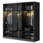 Contemporary Wood and Tempered Glass Wardrobe Freestanding Wardrobe Armoire without Light Armoire 79"L x 24"W x 79"H Clearhalo 'Armoires & Wardrobes' 'armoires_wardrobes' 'Bedroom Furniture' 'furn' 'furn_armoires_wardrobes' 'Furniture' 6940740