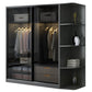 Contemporary Wood and Tempered Glass Wardrobe Freestanding Wardrobe Armoire without Light Armoire with Side Cabinet Clearhalo 'Armoires & Wardrobes' 'armoires_wardrobes' 'Bedroom Furniture' 'furn' 'furn_armoires_wardrobes' 'Furniture' 6940746