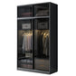 Contemporary Wood and Tempered Glass Wardrobe Freestanding Wardrobe Armoire without Light Armoire with Top Cabinet 47"L x 24"W x 79"H Clearhalo 'Armoires & Wardrobes' 'armoires_wardrobes' 'Bedroom Furniture' 'furn' 'furn_armoires_wardrobes' 'Furniture' 6940750