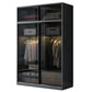 Contemporary Wood and Tempered Glass Wardrobe Freestanding Wardrobe Armoire without Light Armoire with Top Cabinet Clearhalo 'Armoires & Wardrobes' 'armoires_wardrobes' 'Bedroom Furniture' 'furn' 'furn_armoires_wardrobes' 'Furniture' 6940752