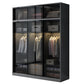 Contemporary Wood and Tempered Glass Wardrobe Freestanding Wardrobe Armoire without Light Armoire with Top Cabinet Clearhalo 'Armoires & Wardrobes' 'armoires_wardrobes' 'Bedroom Furniture' 'furn' 'furn_armoires_wardrobes' 'Furniture' 6940753