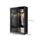Contemporary Wood and Tempered Glass Wardrobe Freestanding Wardrobe Armoire without Light Clearhalo 'Armoires & Wardrobes' 'armoires_wardrobes' 'Bedroom Furniture' 'furn' 'furn_armoires_wardrobes' 'Furniture' 6940754