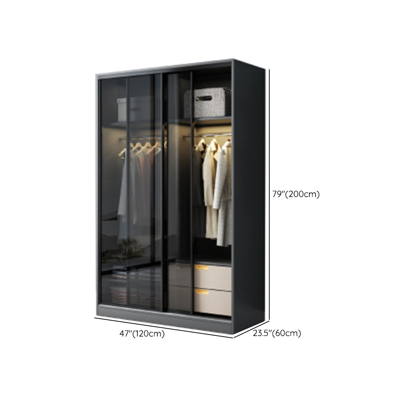 Contemporary Wood and Tempered Glass Wardrobe Freestanding Wardrobe Armoire without Light Clearhalo 'Armoires & Wardrobes' 'armoires_wardrobes' 'Bedroom Furniture' 'furn' 'furn_armoires_wardrobes' 'Furniture' 6940754
