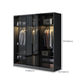 Contemporary Wood and Tempered Glass Wardrobe Freestanding Wardrobe Armoire without Light Clearhalo 'Armoires & Wardrobes' 'armoires_wardrobes' 'Bedroom Furniture' 'furn' 'furn_armoires_wardrobes' 'Furniture' 6940757
