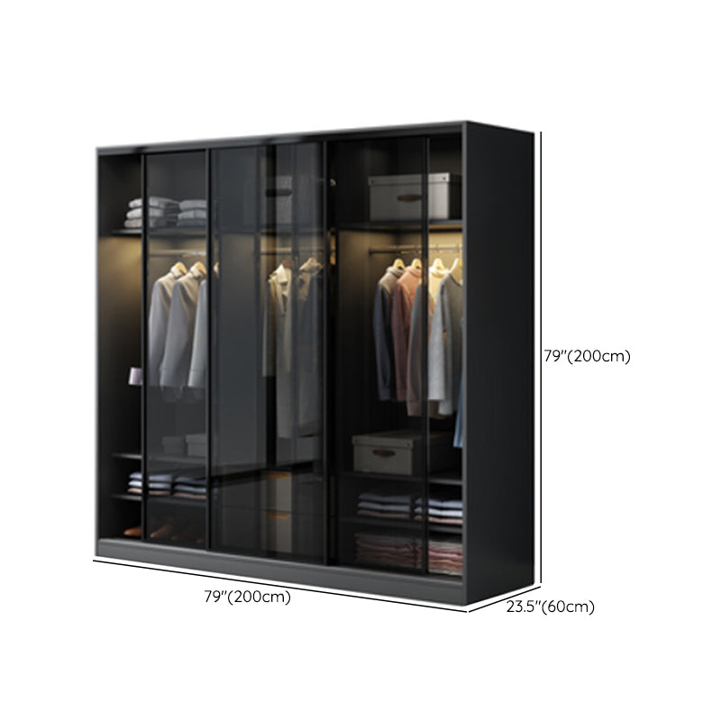 Contemporary Wood and Tempered Glass Wardrobe Freestanding Wardrobe Armoire without Light Clearhalo 'Armoires & Wardrobes' 'armoires_wardrobes' 'Bedroom Furniture' 'furn' 'furn_armoires_wardrobes' 'Furniture' 6940758