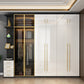 Modern Tempered Glass Doors Wardrobe Wood Frame Wardrobe without Light