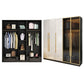 Modern Tempered Glass Doors Wardrobe Wood Frame Wardrobe without Light