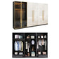Modern Tempered Glass Doors Wardrobe Wood Frame Wardrobe without Light