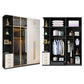 Modern Tempered Glass Doors Wardrobe Wood Frame Wardrobe without Light