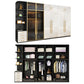 Modern Tempered Glass Doors Wardrobe Wood Frame Wardrobe without Light