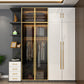 Modern Tempered Glass Doors Wardrobe Wood Frame Wardrobe without Light