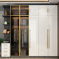 Modern Tempered Glass Doors Wardrobe Wood Frame Wardrobe without Light