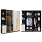 Modern Tempered Glass Doors Wardrobe Wood Frame Wardrobe without Light