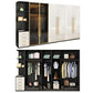 Modern Tempered Glass Doors Wardrobe Wood Frame Wardrobe without Light