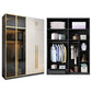 Modern Tempered Glass Doors Wardrobe Wood Frame Wardrobe without Light