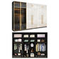 Modern Tempered Glass Doors Wardrobe Wood Frame Wardrobe without Light