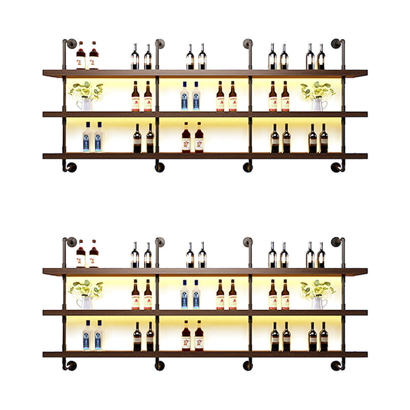 Wood and Metal Wine Rack Modern Style Wall Mounted Wine Bottle Rack with Shelf 78.7"L x 7.9"W x 47.2"H 2 Piece Set Clearhalo 'furn' 'furn_wine_racks' 'Furniture' 'Kitchen & Dining Furniture' 'Wine Racks' 'wine_racks' 6940933