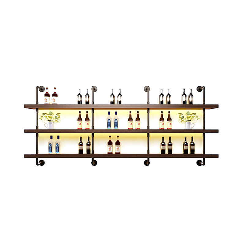 Wood and Metal Wine Rack Modern Style Wall Mounted Wine Bottle Rack with Shelf Clearhalo 'furn' 'furn_wine_racks' 'Furniture' 'Kitchen & Dining Furniture' 'Wine Racks' 'wine_racks' 6940938