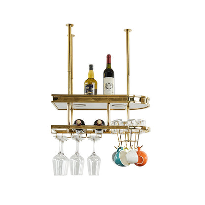 Stainless Steel Wine Rack Modern Style Hanging Wine Rack Holder in Gold