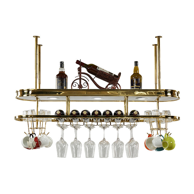 Roestvrijstalen wijnrek moderne stijl hangende wijnrekhouder in goud