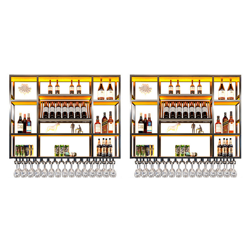 Pastelera de vino de metal Rack de soporte de vino montado en la pared de estilo moderno con estante