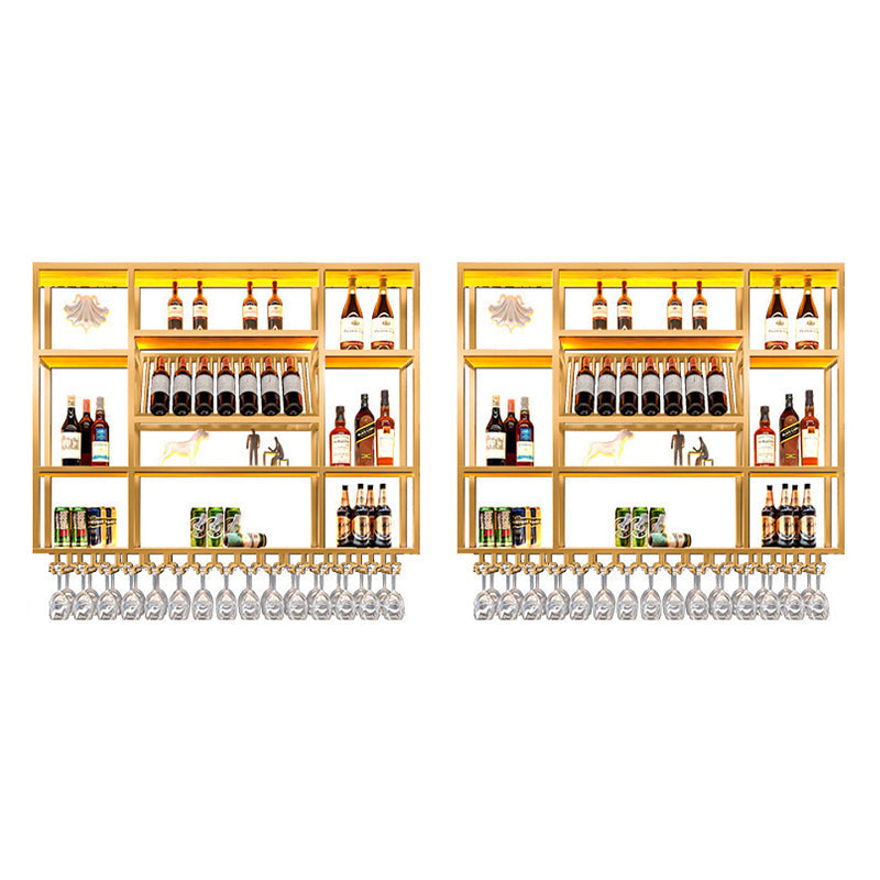 Metal Wine Rack Modern Style Wall Mounted Wine Holder Rack with Shelf