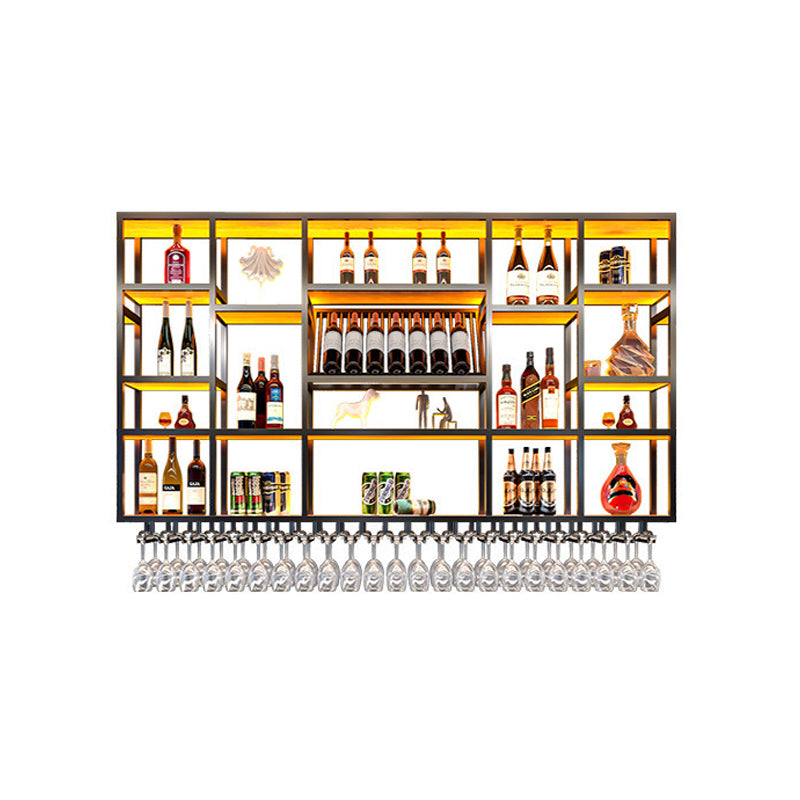 Pastelera de vino de metal Rack de soporte de vino montado en la pared de estilo moderno con estante