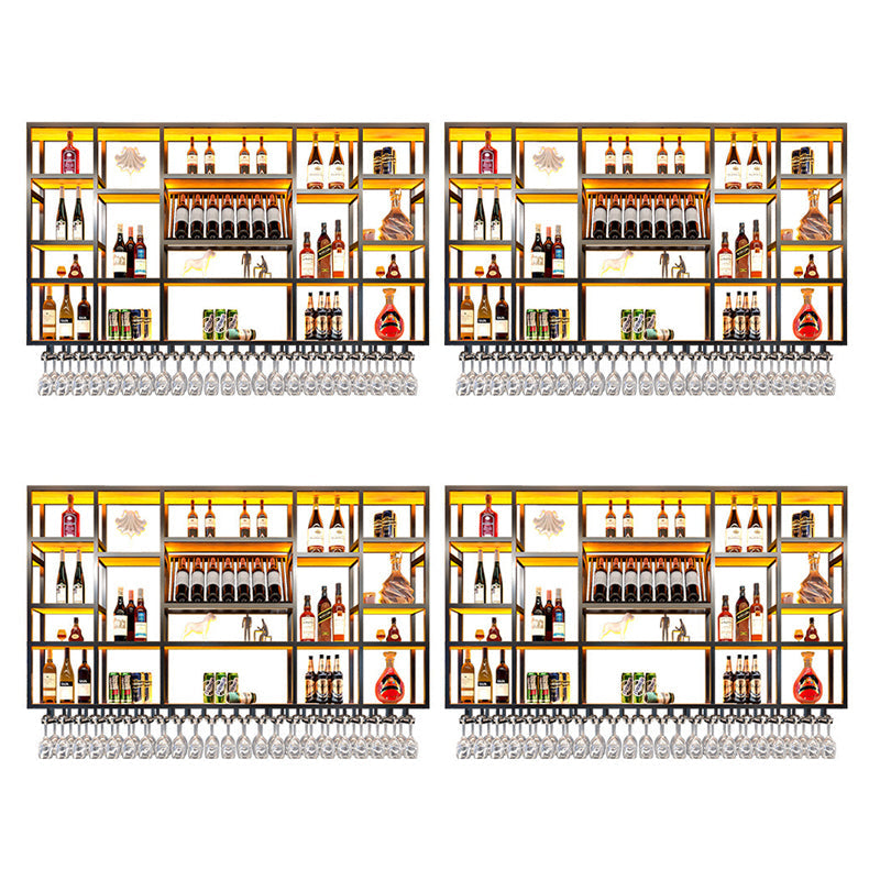 Metal Wine Rack Modern Style Wall Mounted Wine Holder Rack with Shelf