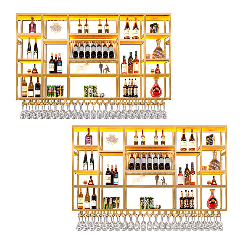 Pastelera de vino de metal Rack de soporte de vino montado en la pared de estilo moderno con estante