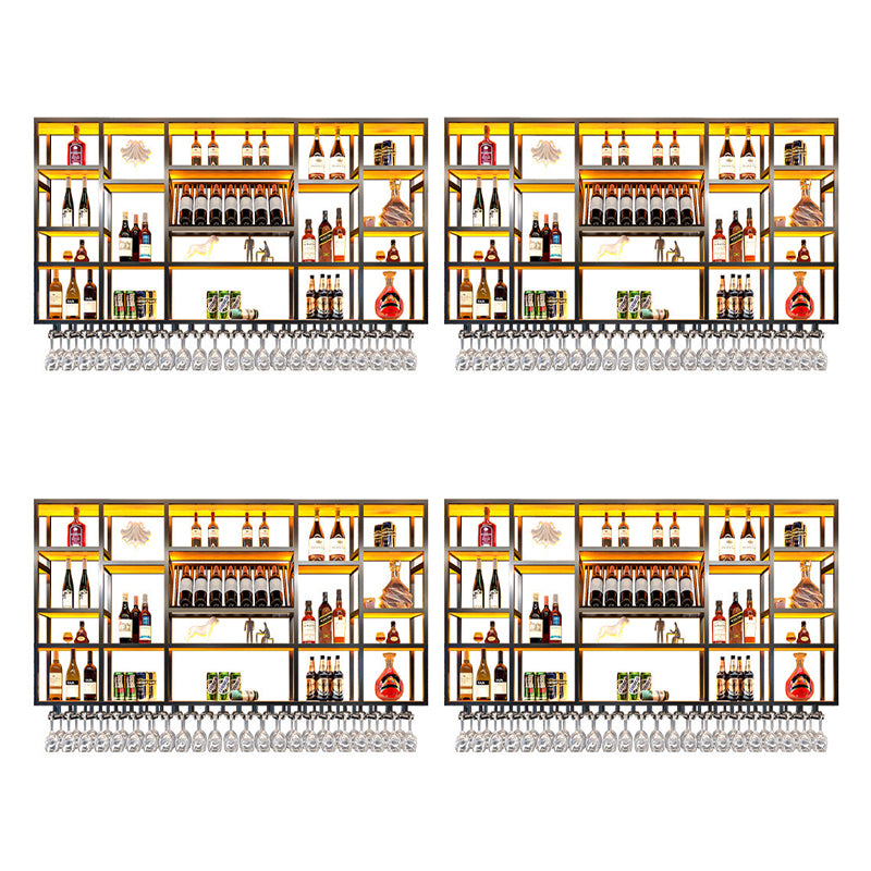 Metal Wine Rack Modern Style Wall Mounted Wine Holder Rack with Shelf